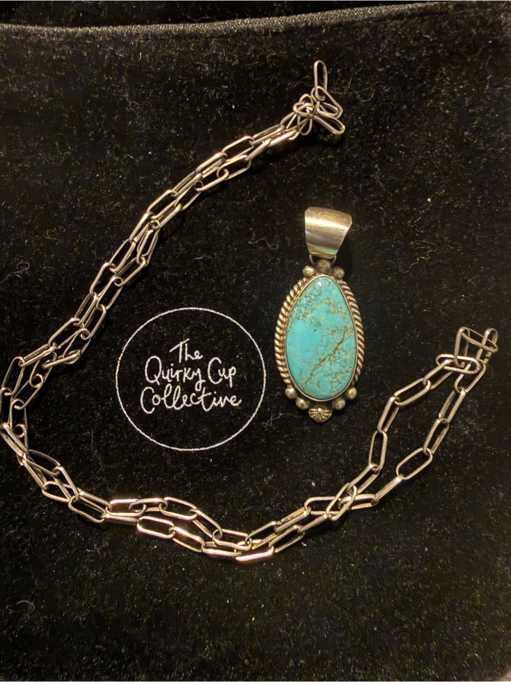 Native maid, turquoise, pendant, and paper clip chain bundle